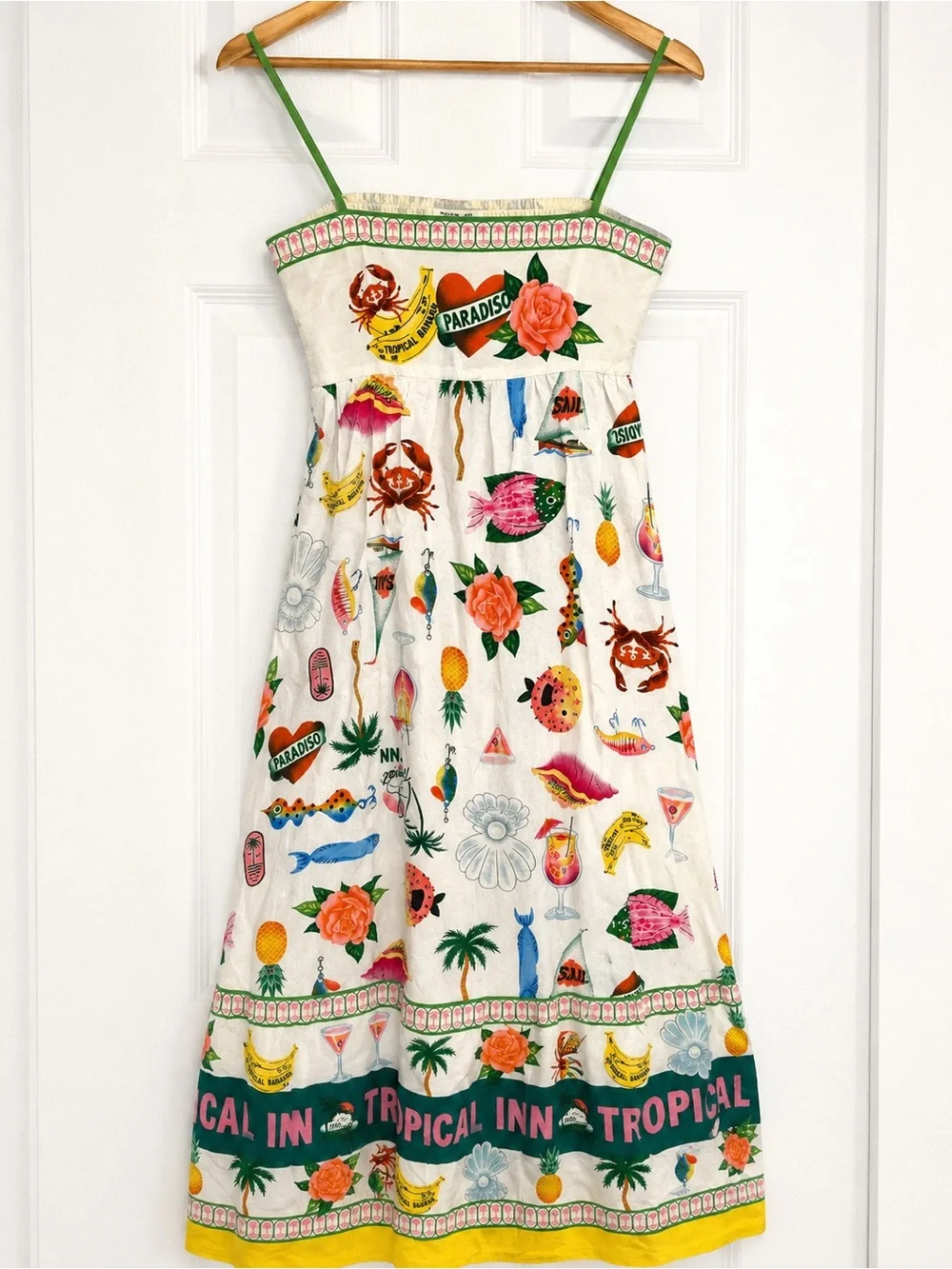 BNWT RACHEL ZOE Tropical Summer Vacation Spaghetti Strap Dress Women's Size L - Picture 1 of 4